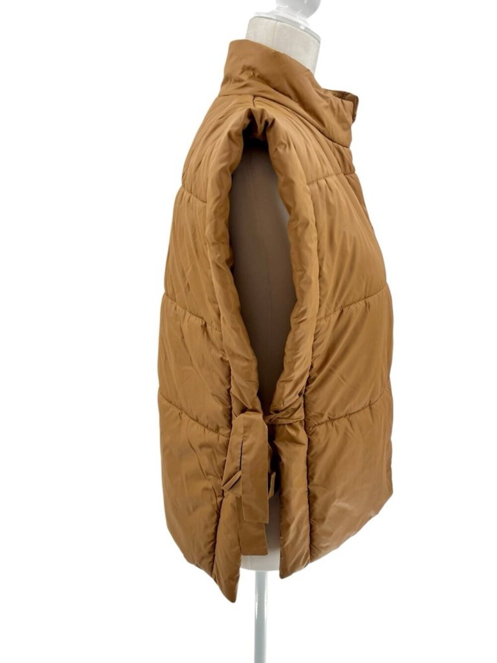 PILCRO Women's Camel Brown Oversize Tie-Side Puffer Vest One Size - Picture 2 of 5